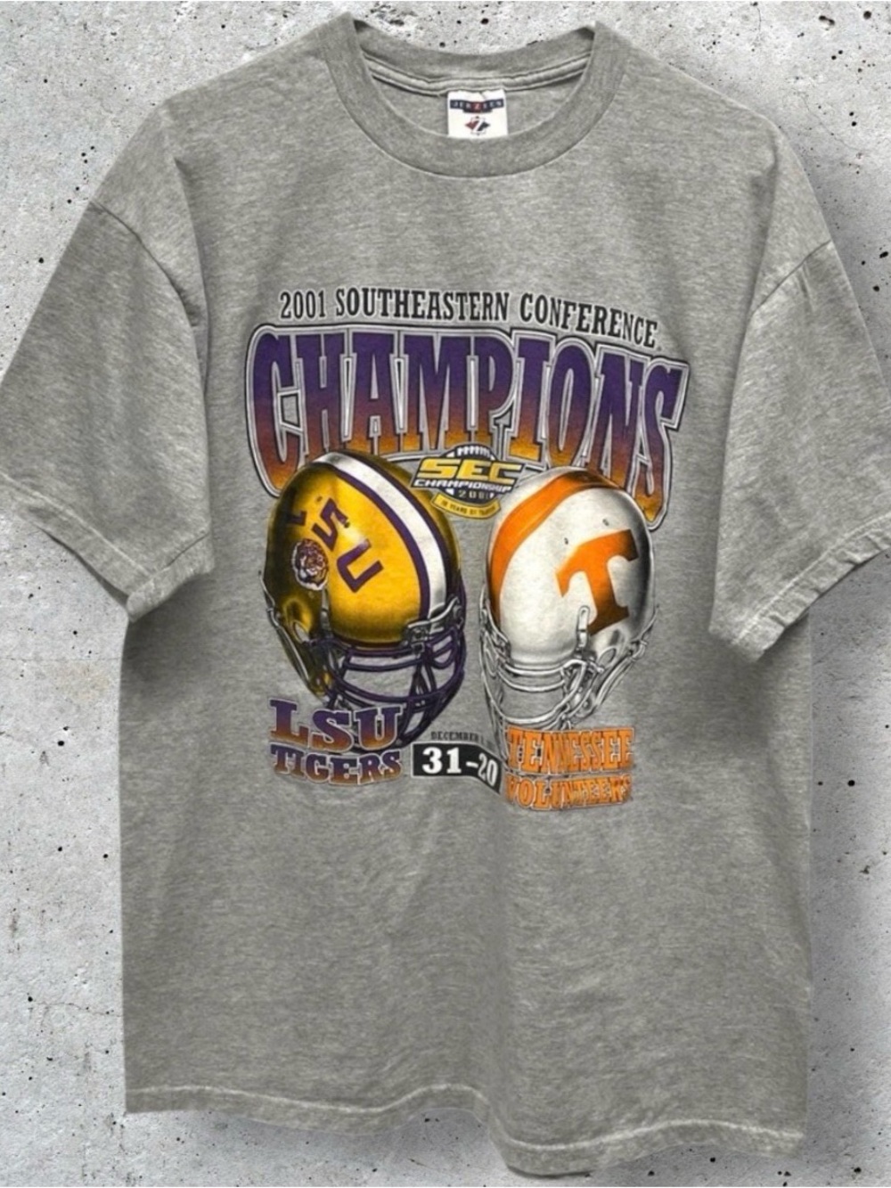 Vintage Y2K 2001 LSU Tigers vs Tennessee Volunteers SEC Championship T-Shirt